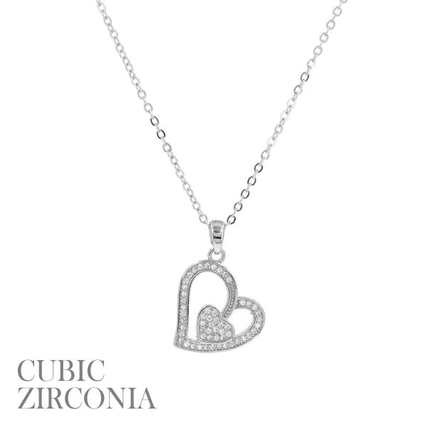 CZ DOUBLE HEART NECKLACE