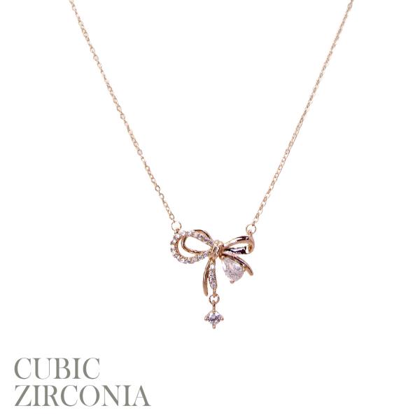 CZ DOUBLE BOW NECKLACE