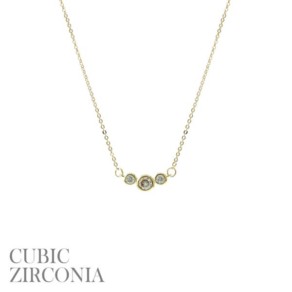 CZ THREE ROUND SHAPE NECKLACE