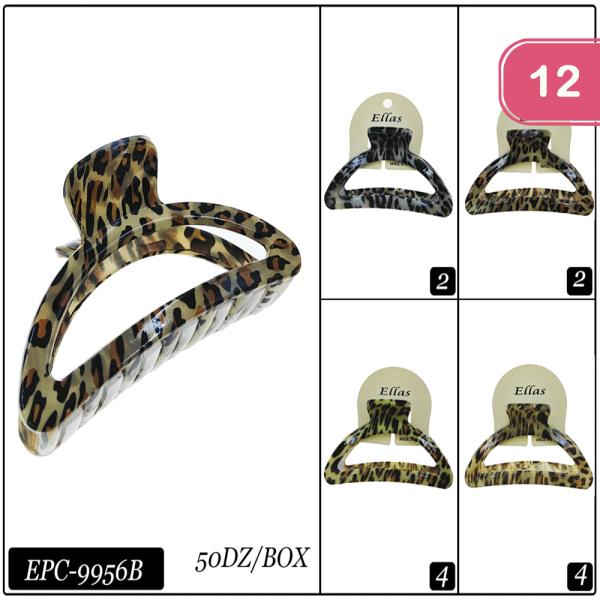 ANIMAL PRINT ASSORTED HAIR CLIP (12 UNITS)