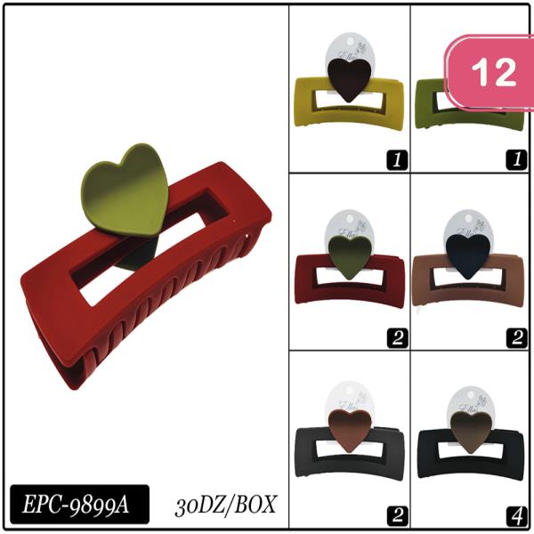 ASSORTED HEART HAIR CLIP (12 UNITS)