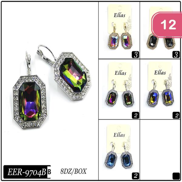 ASSORTED RHINESTONE POST EARRING (12 UNITS)