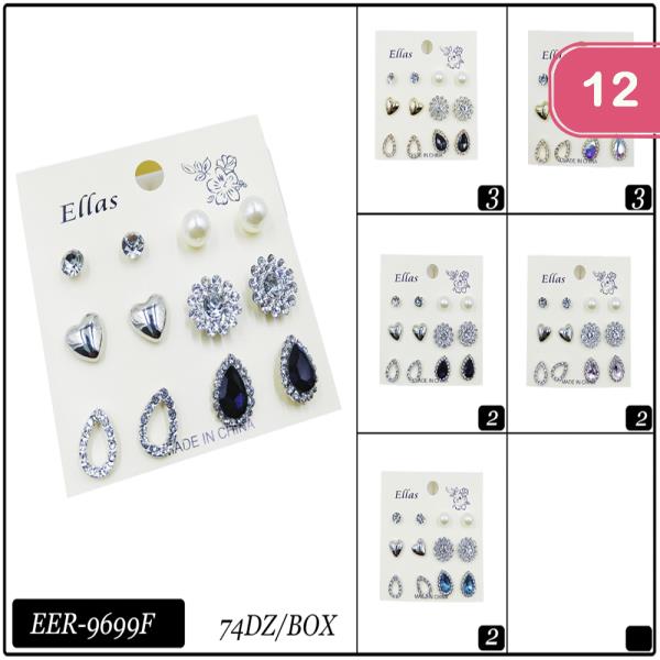 ASSORTED STUD EARRING SET (12 UNITS)