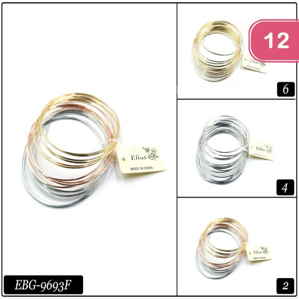 ASSORTED TRI COLORED BANGLE SET (12 UNITS)