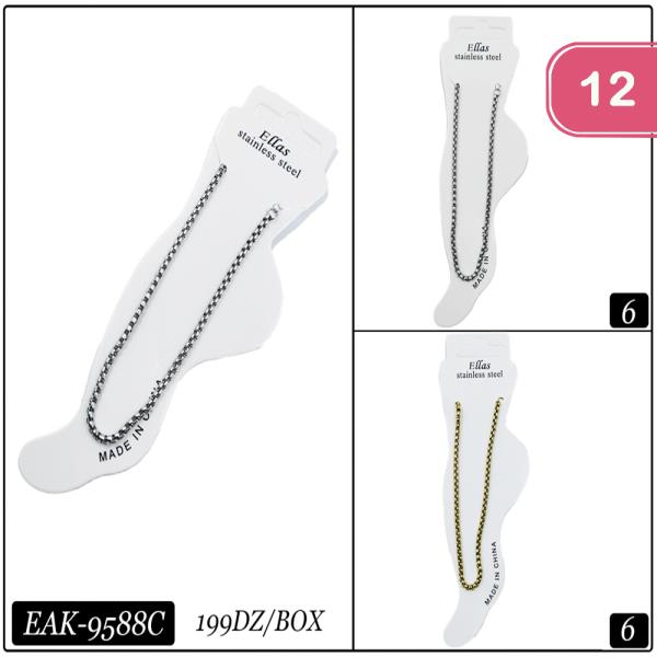 STAINLESS STEEL CHAIN ANKLET (12 UNITS)