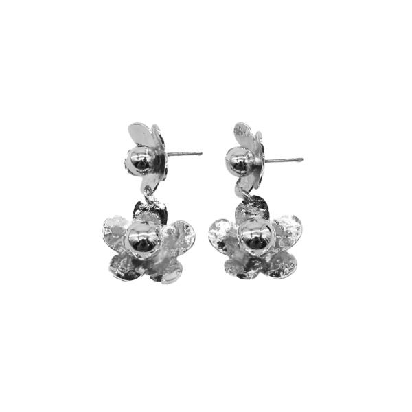 METAL FLOWER DANGLE EARRING