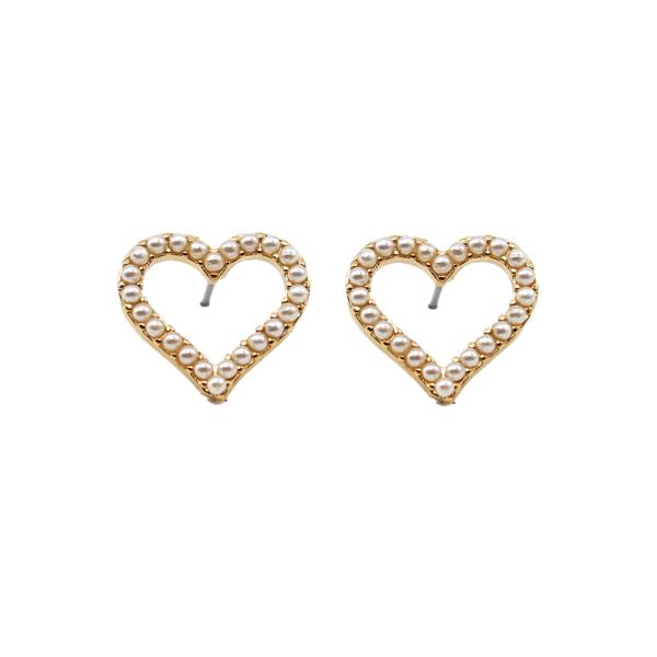 PEARL HEART POST EARRING