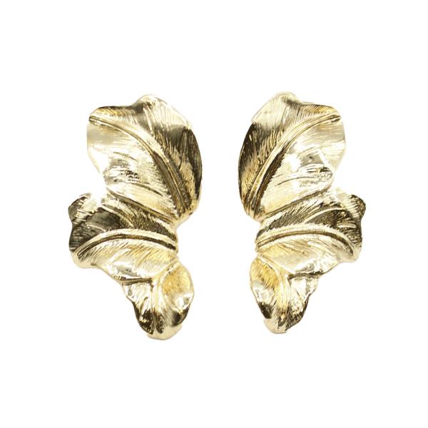 METAL LEAF POST EARRING