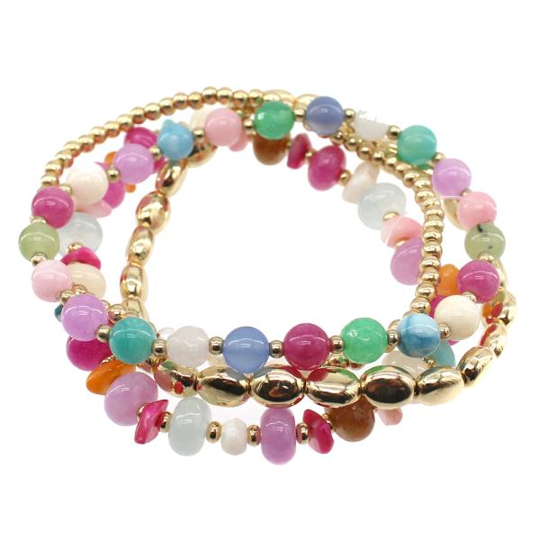 METAL MIX BEAD STRETCH BRACELET SET