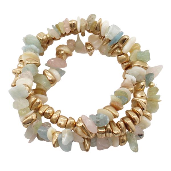 STONE BEAD STRETCH BRACELET