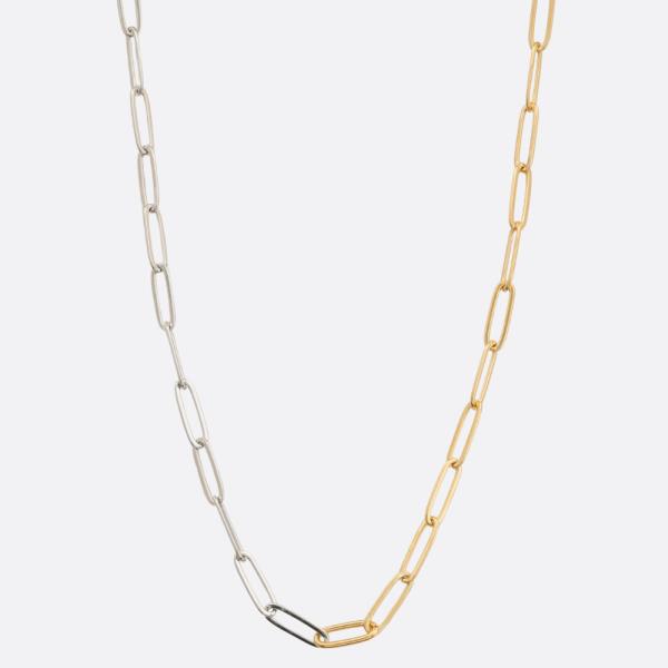 SODAJO TWO TONE OVAL LINK GOLD DIPPED NECKLACE