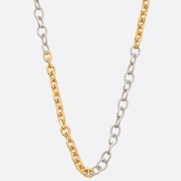 SODAJO TWO TONE CIRCLE OVAL LINK GOLD DIPPED NECKLACE