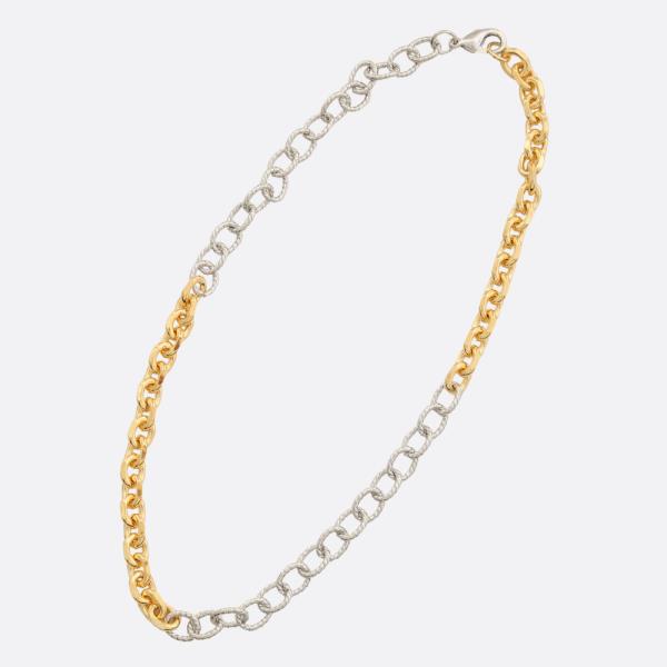 SODAJO TWO TONE CIRCLE OVAL LINK GOLD DIPPED NECKLACE