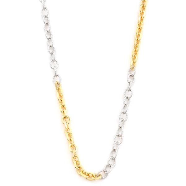 SODAJO TWO TONE CIRCLE OVAL LINK GOLD DIPPED NECKLACE