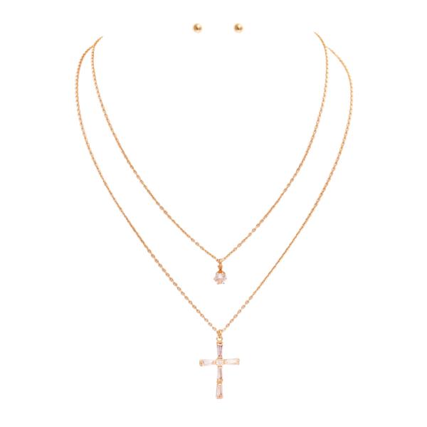 CROSS CZ LAYERED NECKLACE