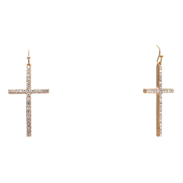 CROSS RHINESTONE DANGLE EARRING