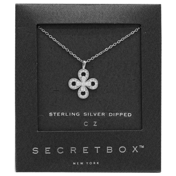 SECRET BOX 14K GOLD DIPPED FLOWER SHAPED CZ NECKLACE