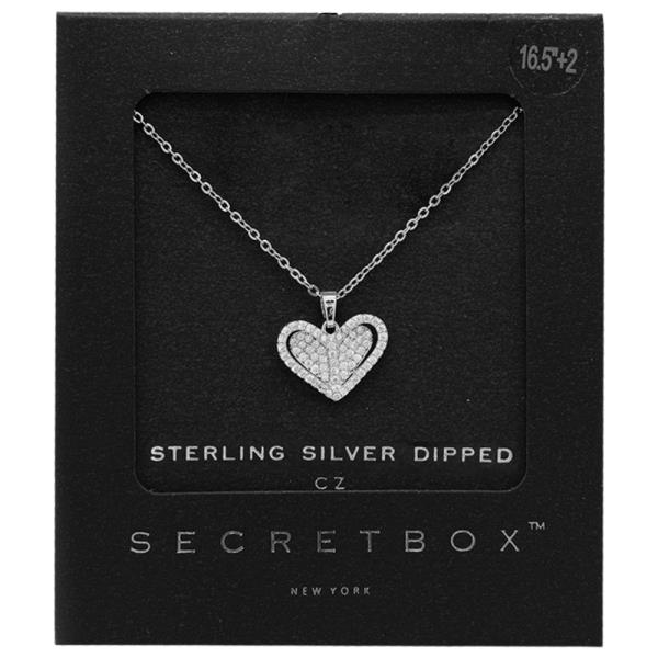 SECRET BOX 14K GOLD DIPPED HEART SHAPED CZ NECKLACE