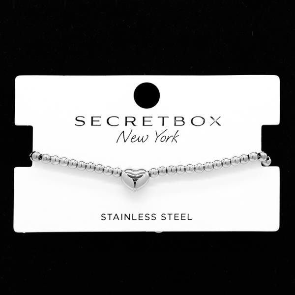 SECRET BOX HEART SHAPE BEAD STAINLESS STEEL BRACELET