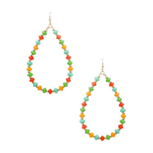 BEADED TEARDROP DANGLE EARRING