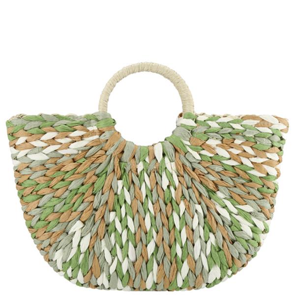 MULTI COLOR WOVEN DESIGN HANDLE TOTE BAG
