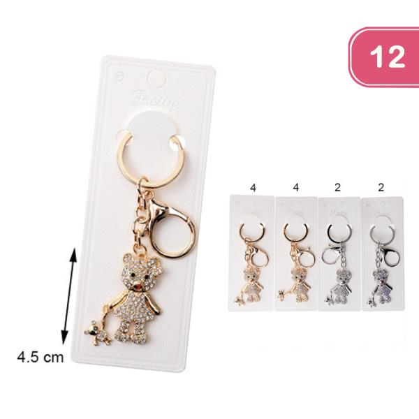 RHINESTONE BEAR KEYCHAIN (12 UNITS)