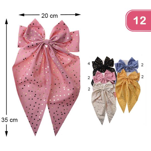 RIBBON HAIR BOW PIN (12 UNITS)