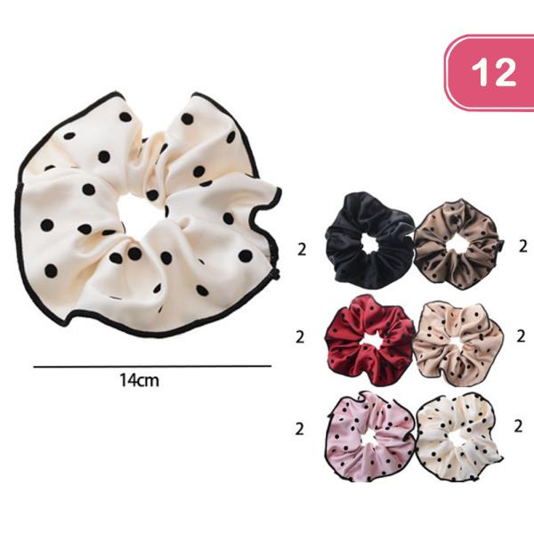 POLKA DOT SCRUNCHIES HAIR TIE (12 UNITS)