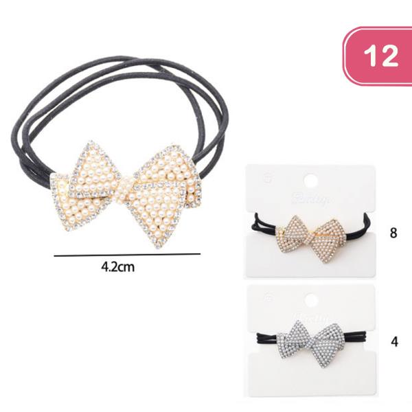 RIBBON PEARL HAIR TIE (12 UNITS)