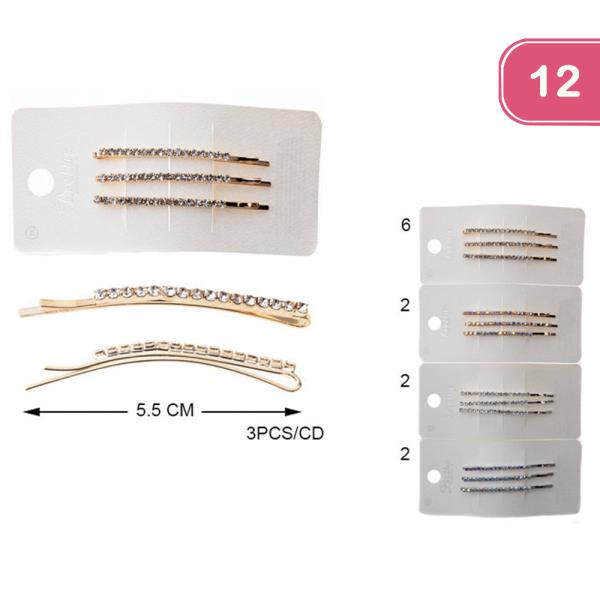 RHINESTONE HAIR PIN SET (12 UNITS)