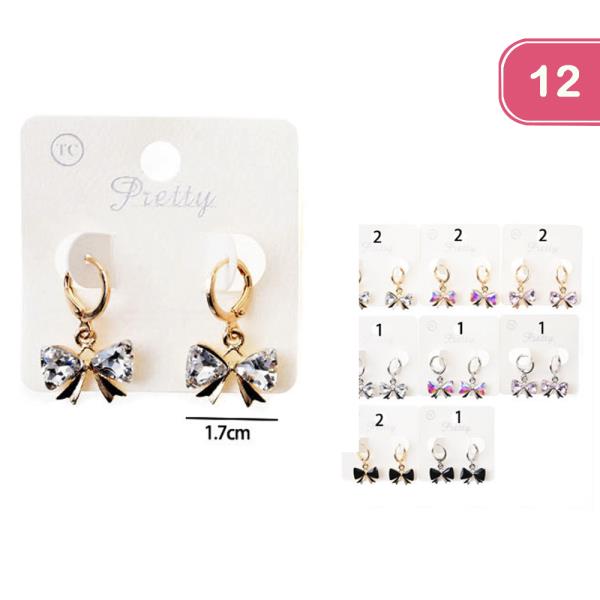 RHINESTONE RIBBON HUGGIE EARRING (12 UNITS)