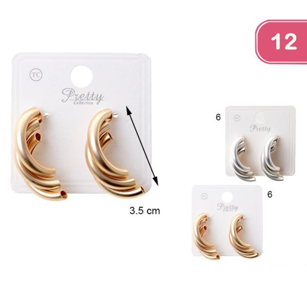 METAL TRIPLE BAR POST EARRING (12 UNITS)