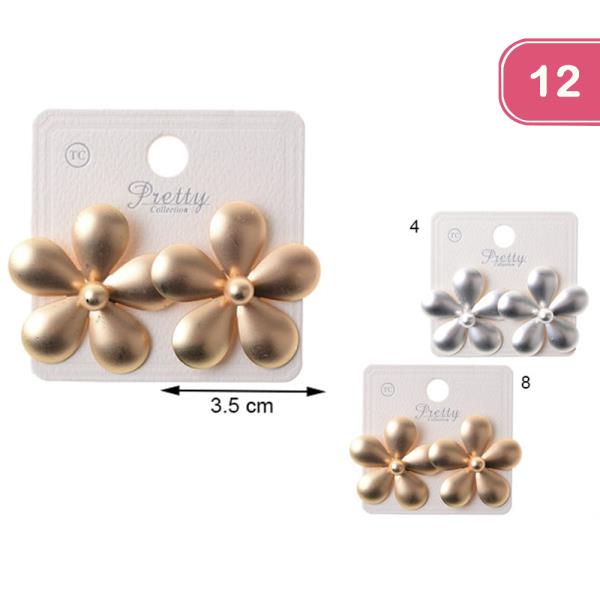 METAL FLOWER POST EARRING (12 UNITS)