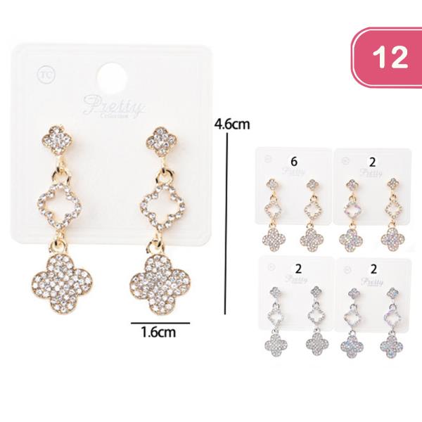 RHINESTONE CLOVER DROP EARRING (12 UNITS)