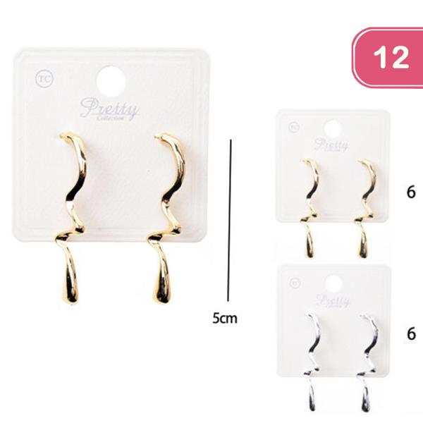 METAL WAVY POST EARRING (12 UNITS)