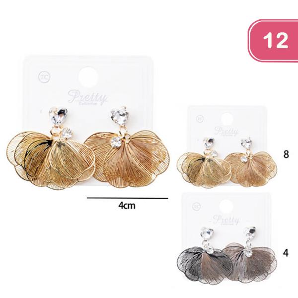 FAN SHAPE FILIGREE EARRING W/STONE (12 UNITS)