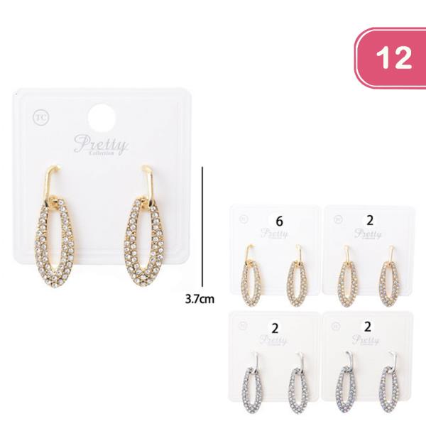 RHINESTONE OVAL LINK EARRING (12 UNITS)