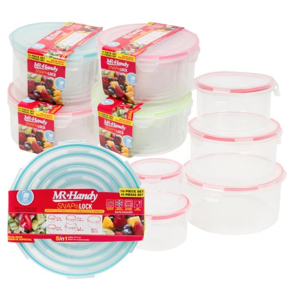 5PC PLASTIC ROUND FOOD CONTAINER WITH LID