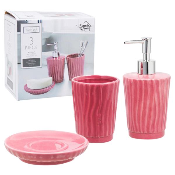 3 PIECE BATHROOM SET FUCHSIA