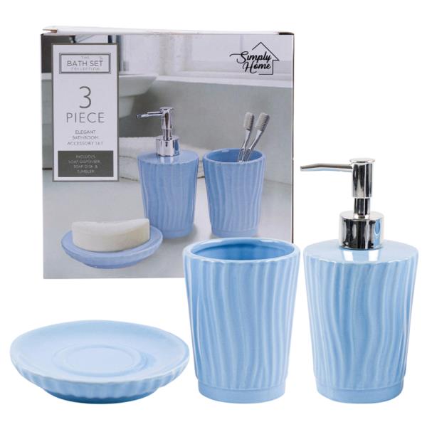 3 PIECE BATHROOM SET CERULEAN