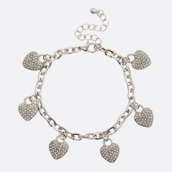 HEART RHINESTONE METAL BRACELET