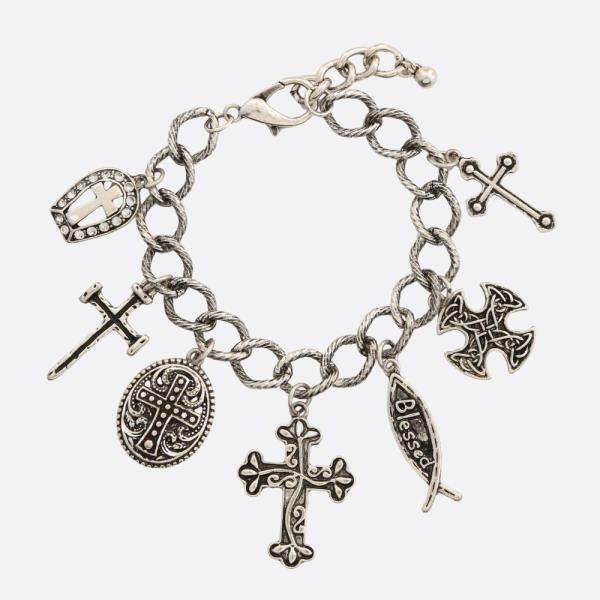CROSS MULTI CHARM METAL BRACELET