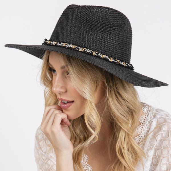 CONFETTI BRAIDED CHAIN BAND STRAW HAT