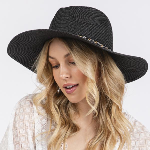 CONFETTI BRAIDED CHAIN BAND STRAW HAT