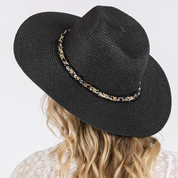 CONFETTI BRAIDED CHAIN BAND STRAW HAT