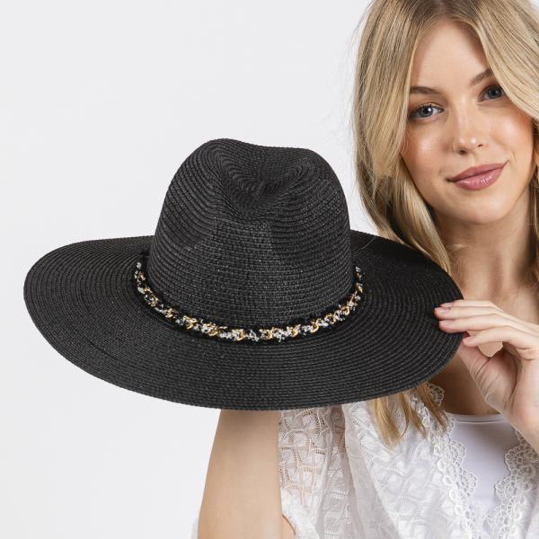 CONFETTI BRAIDED CHAIN BAND STRAW HAT