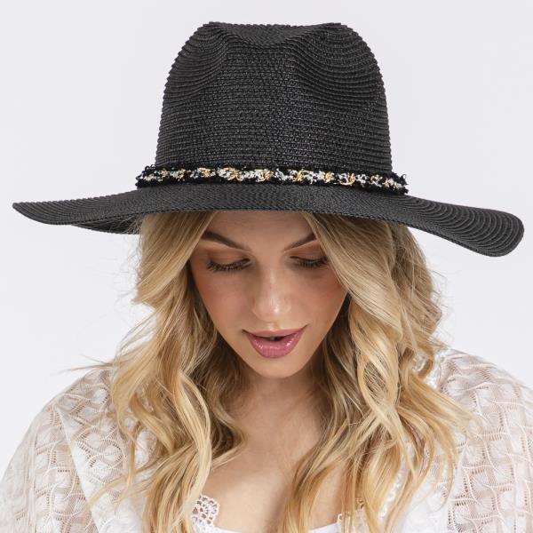 CONFETTI BRAIDED CHAIN BAND STRAW HAT
