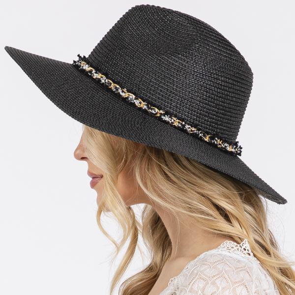 CONFETTI BRAIDED CHAIN BAND STRAW HAT