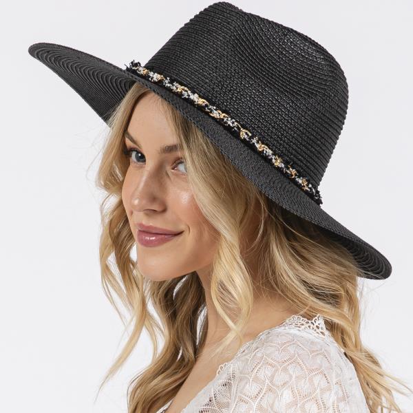 CONFETTI BRAIDED CHAIN BAND STRAW HAT