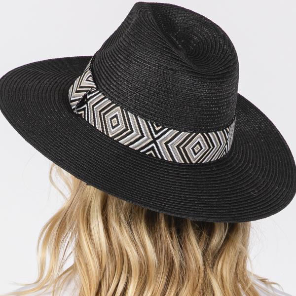 TRIBAL AZTEC PATTERN STRAW SUN HAT